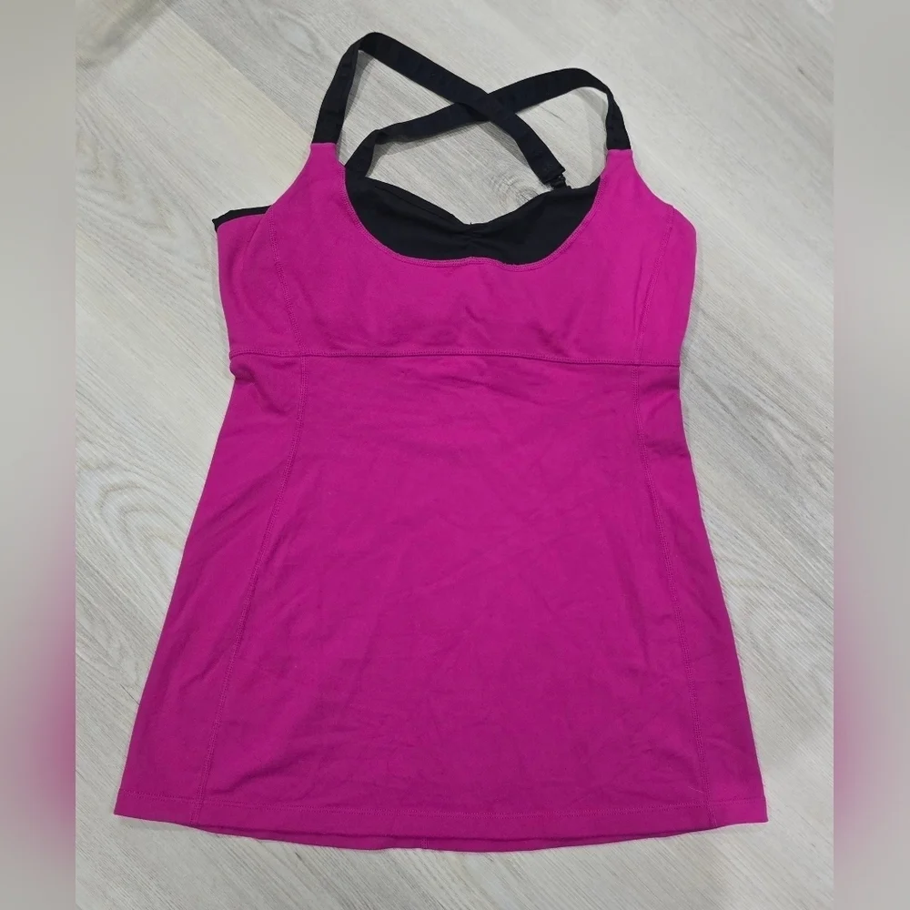 Lululemon Scoop Me Up Tank ll Pink & Black No Padding Size 8